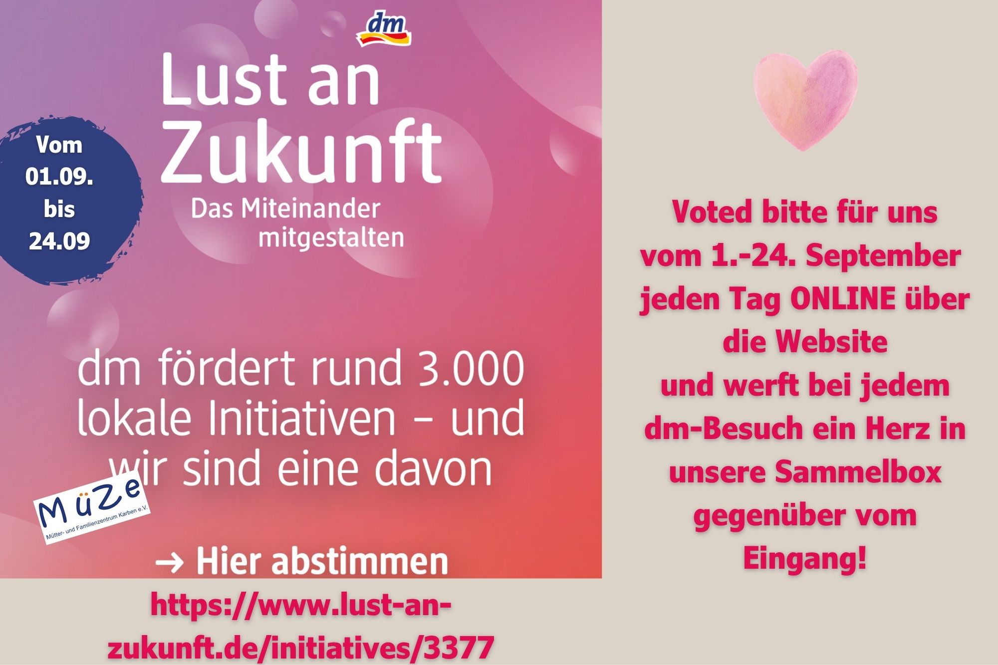 Aufruf zum Voten bei der DM Aktion Lust auf Zukunft